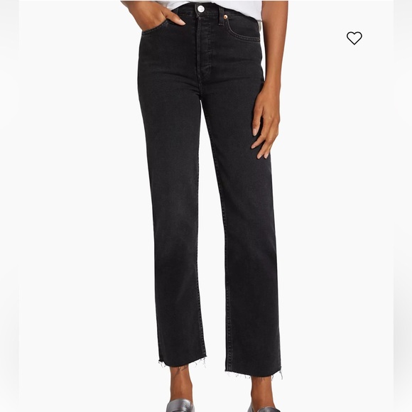 RE/DONE High Rise Stove Pipe Jean in Jet Black - Picture 1 of 6